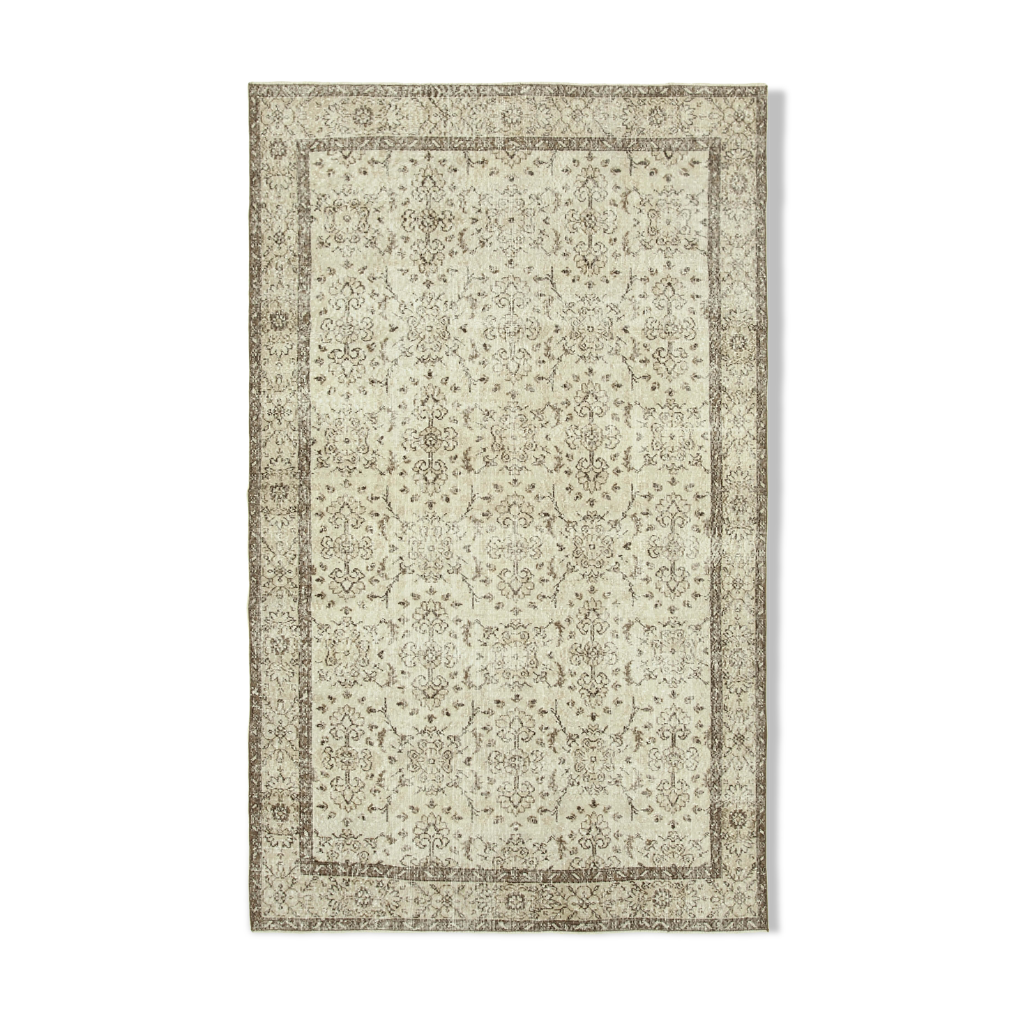 Handwoven antique anatolian beige carpet 188 cm x 303 cm