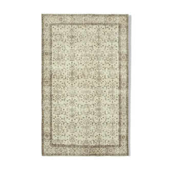 Handwoven antique anatolian beige carpet 188 cm x 303 cm