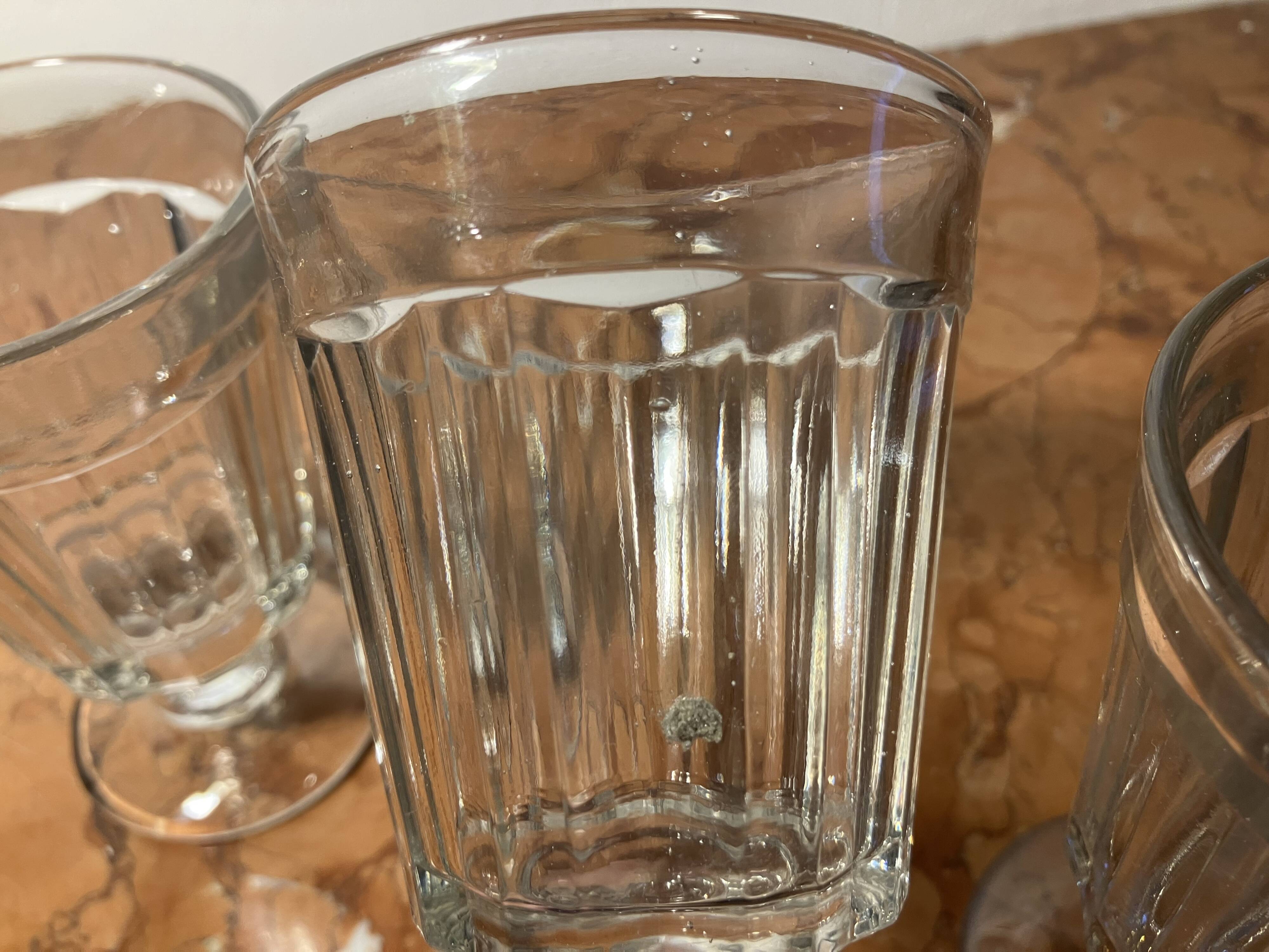 3 old bistro wine glasses