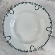 Set of 7 deep plates in earthenware, decorated with a green frieze.