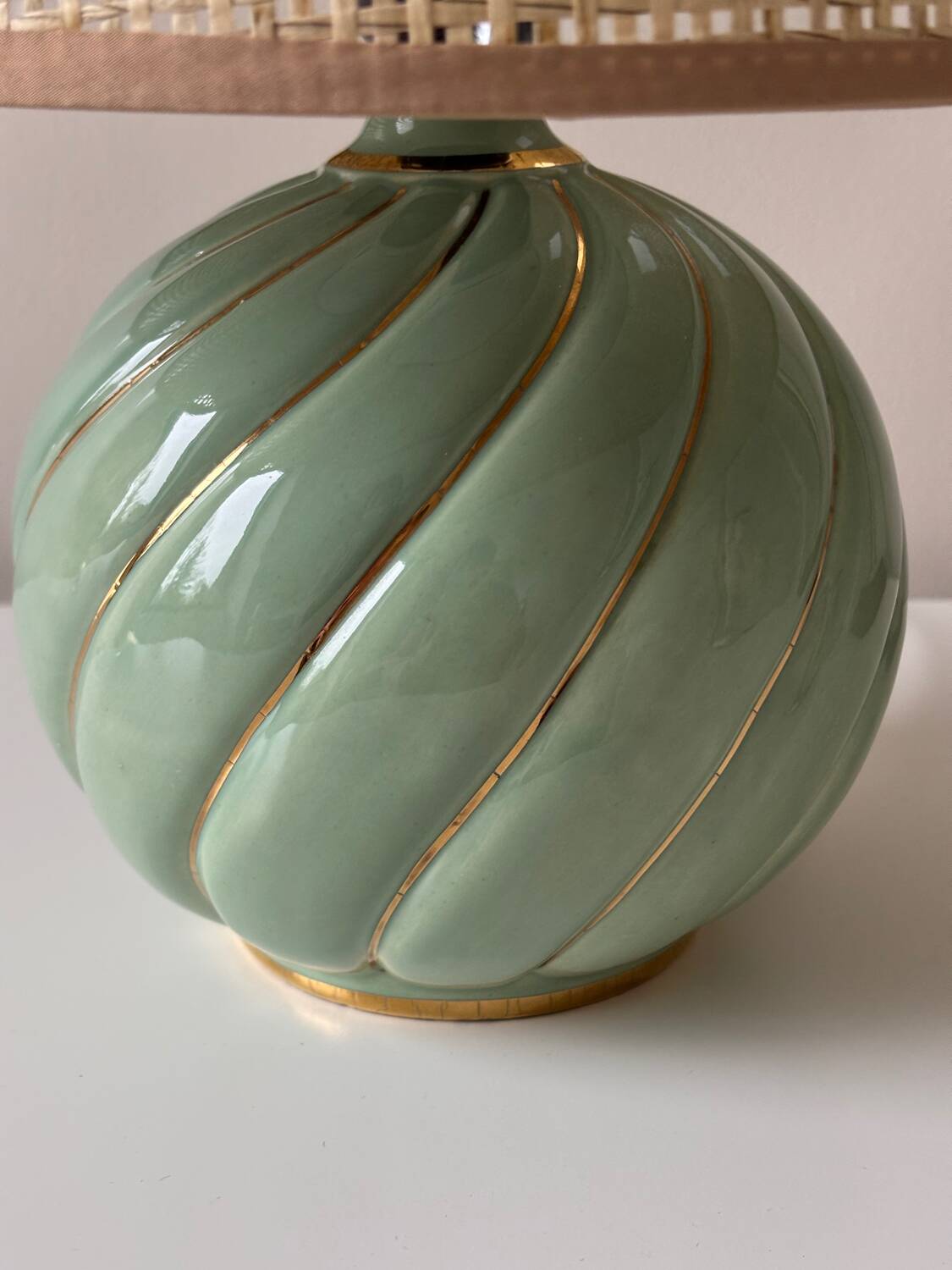 Vintage green ceramic lamp