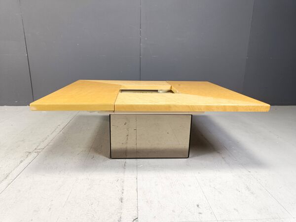 Table basse bar en frêne par Paul Michel, années 1970