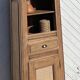 Antique bonnetière in solid raw oak and canework - compass feet