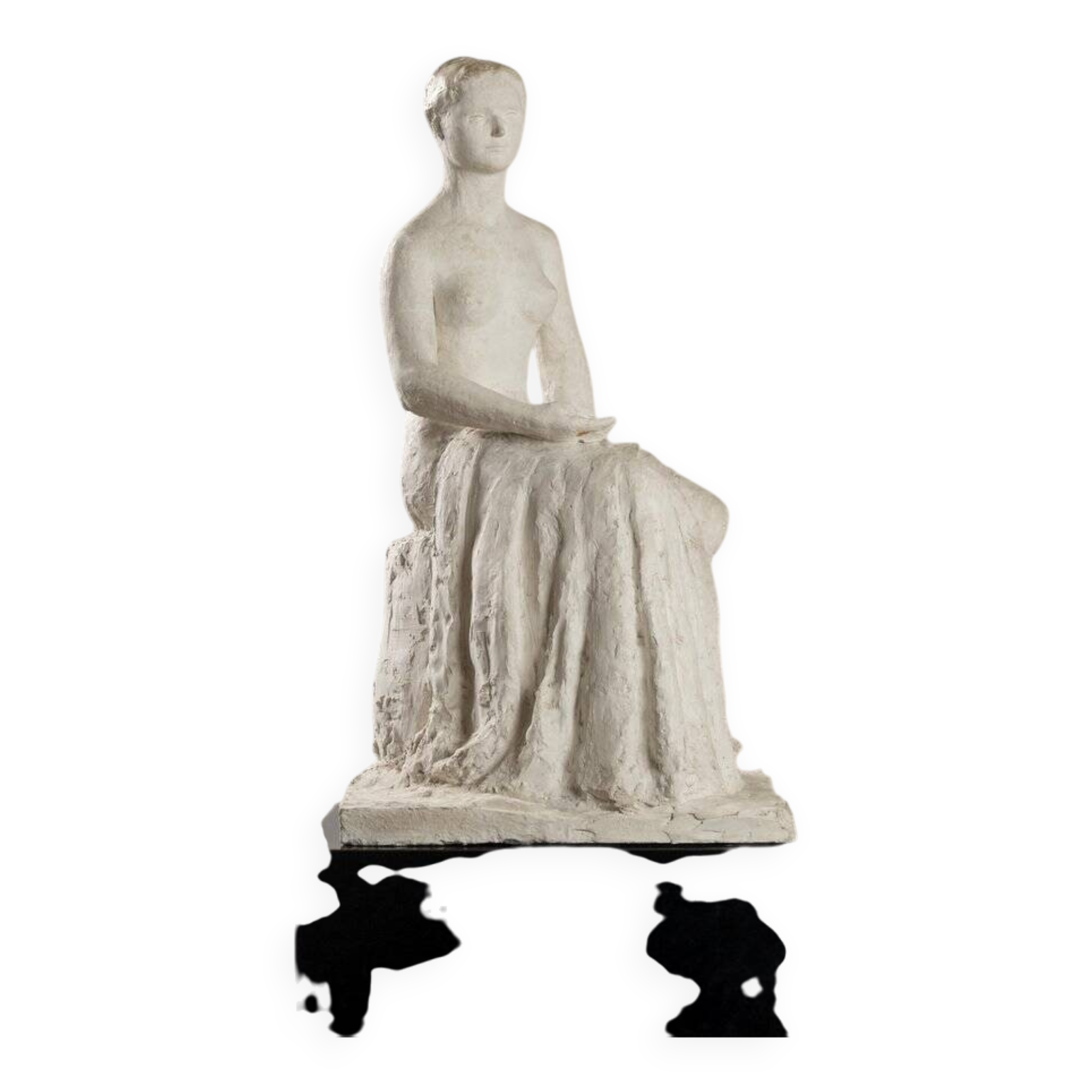 Gertrude Bret, Woman Sitting, 1900s, plaster sculpture