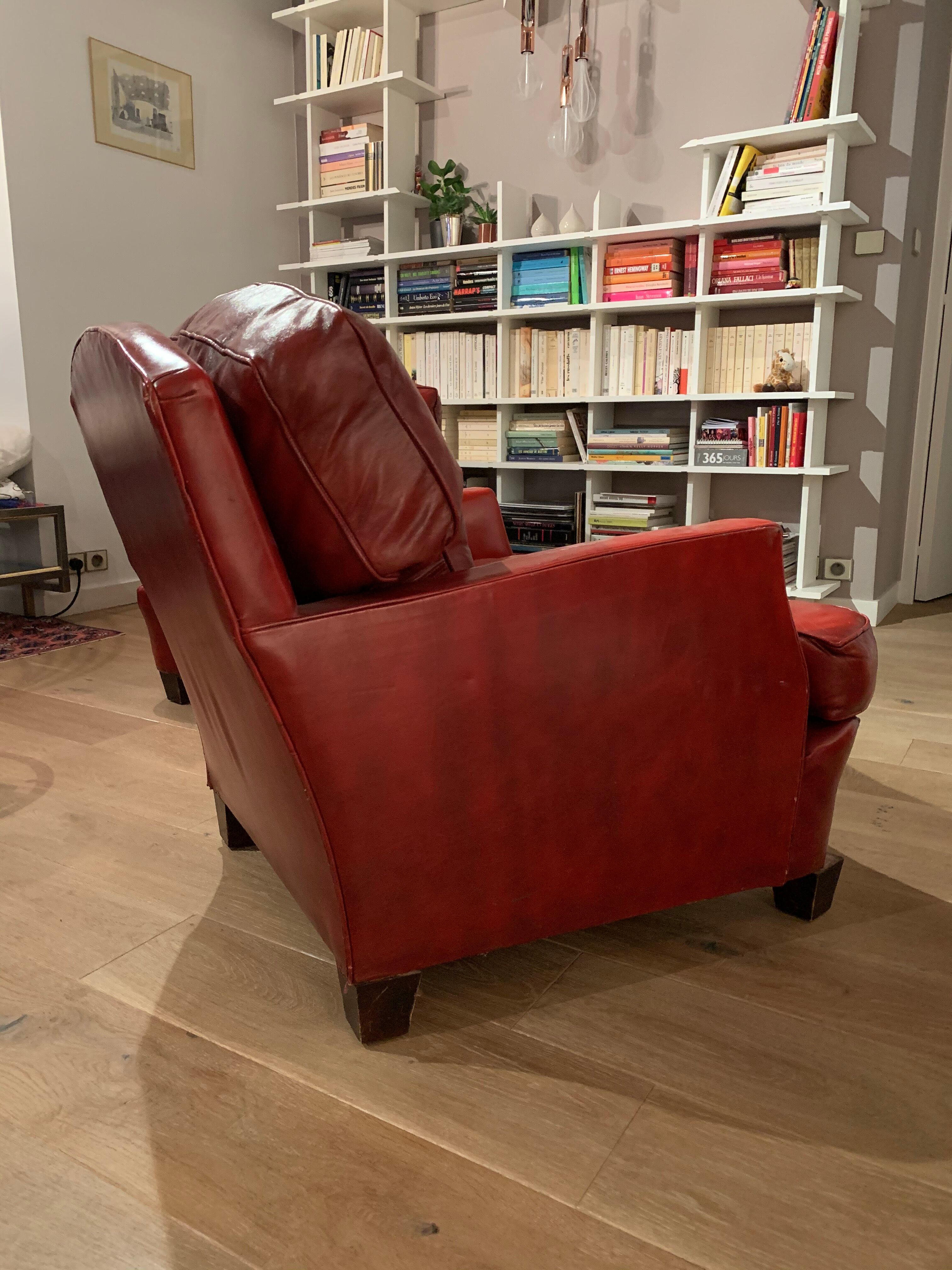 Pair of leather club chairs 30s