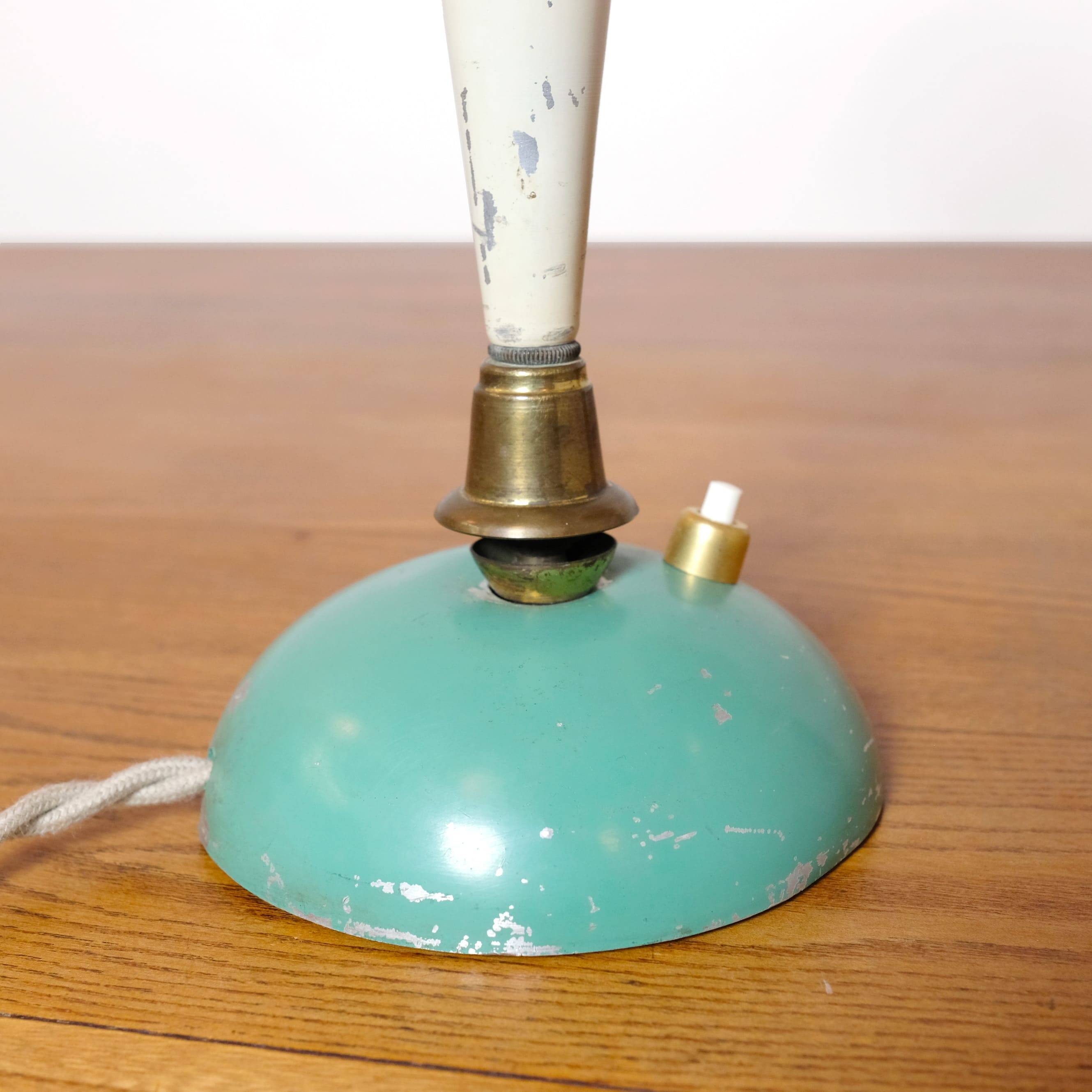 Brass and lacquered metal lamp from the 1950s.