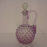Italian pink bubble glass decanter with stopper, 1960s