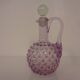 Italian pink bubble glass decanter with stopper, 1960s