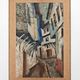 Modernist oil on canvas "Ohrid" by Aleksandar Jeremic Cibe, 1959