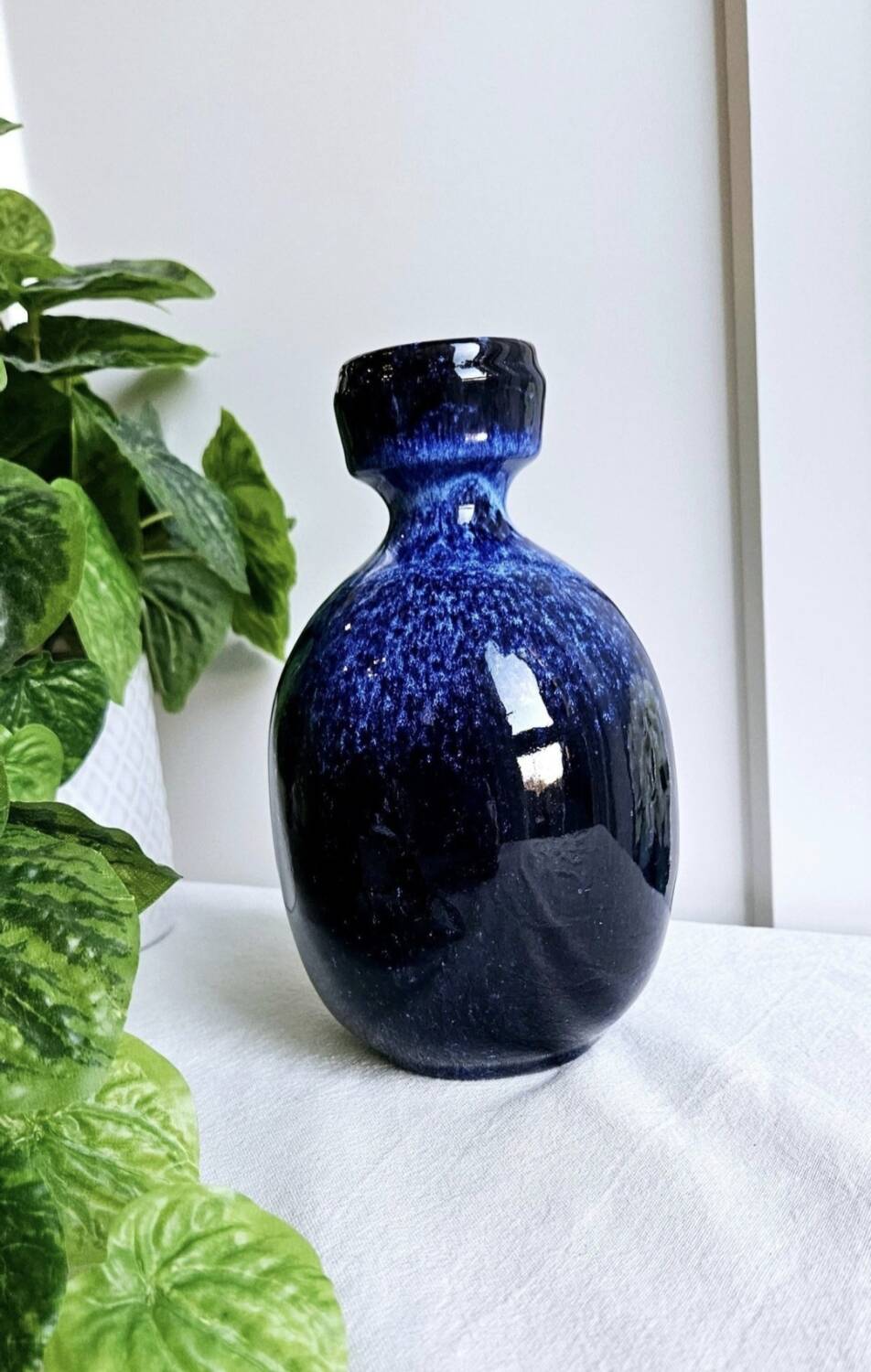 Vintage Blue Ceramic Vase by Jie in Sweden