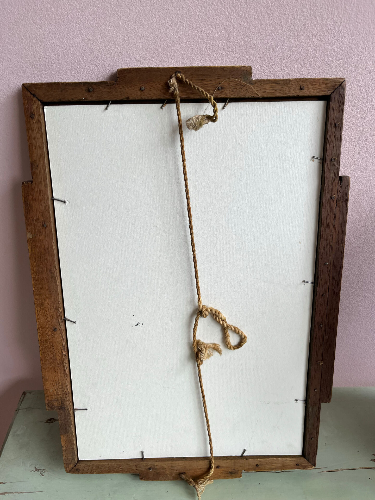 Rare striped Art Deco antique wooden mirror