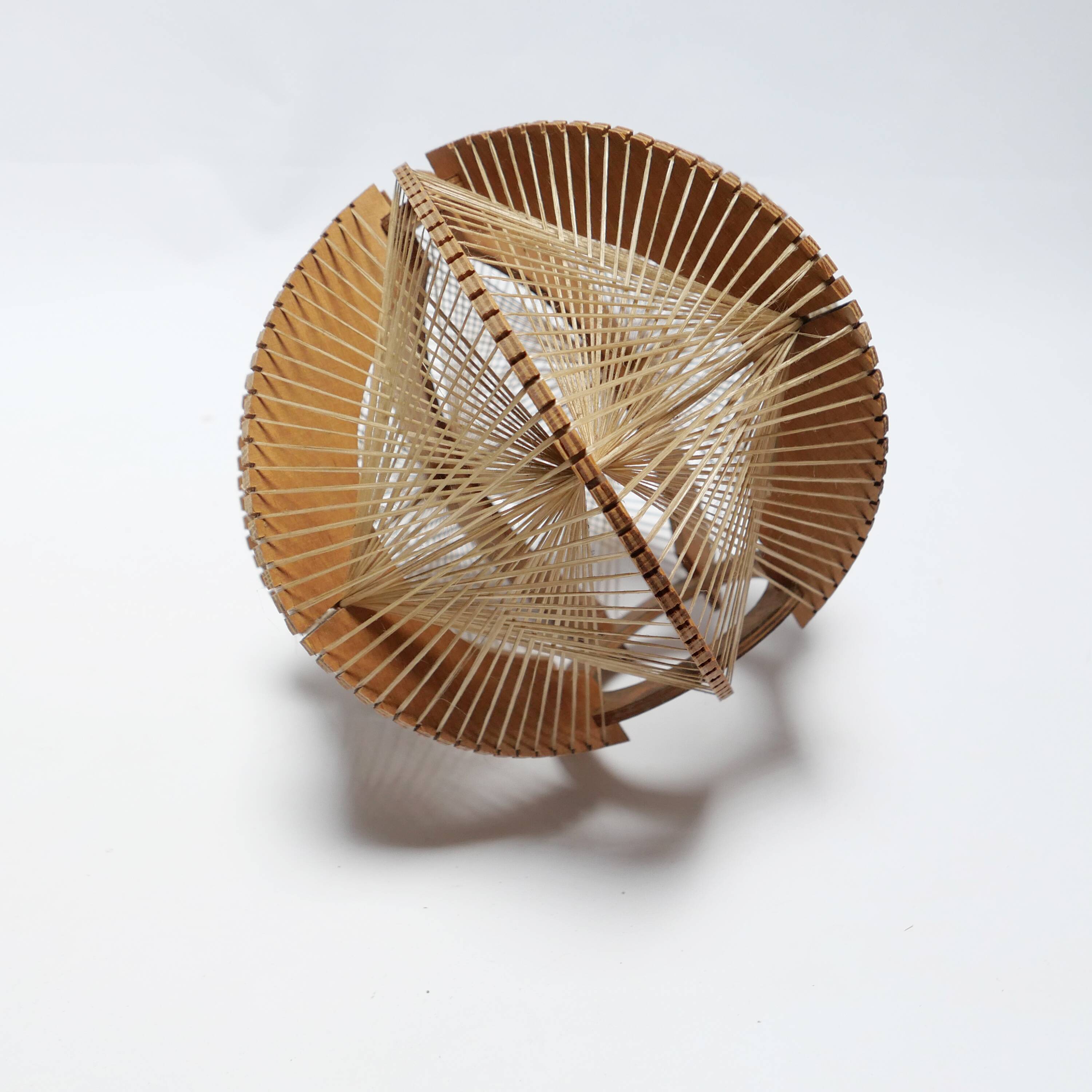 Scandinavian design pendant lampshade 70s 1970s vintage in wood and wire