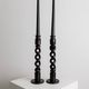 Set of 2 vintage dark wood candlesticks, twisted design, Italy, 1970s.