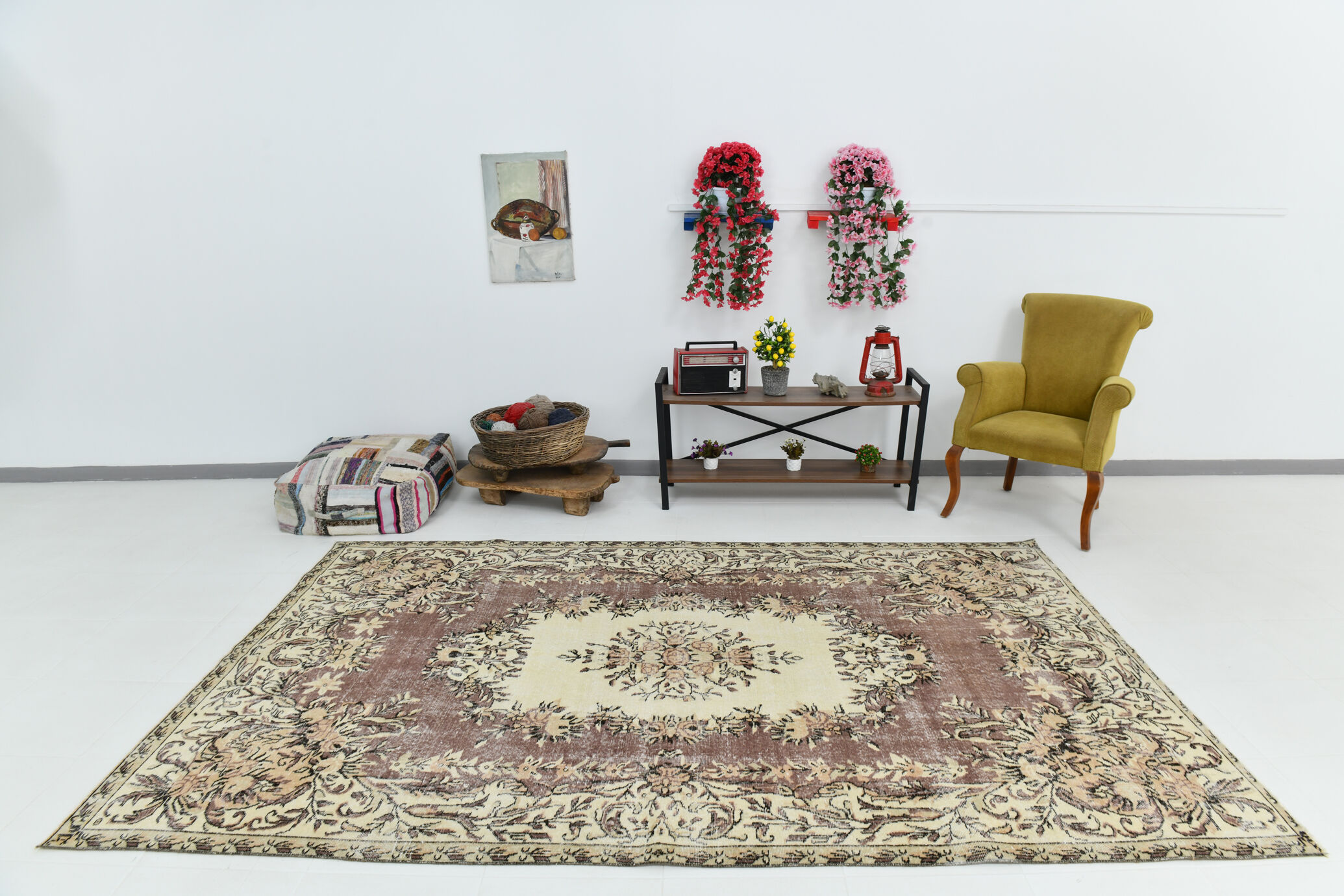 6x10 brown & beige classic antique rug, 192x299cm