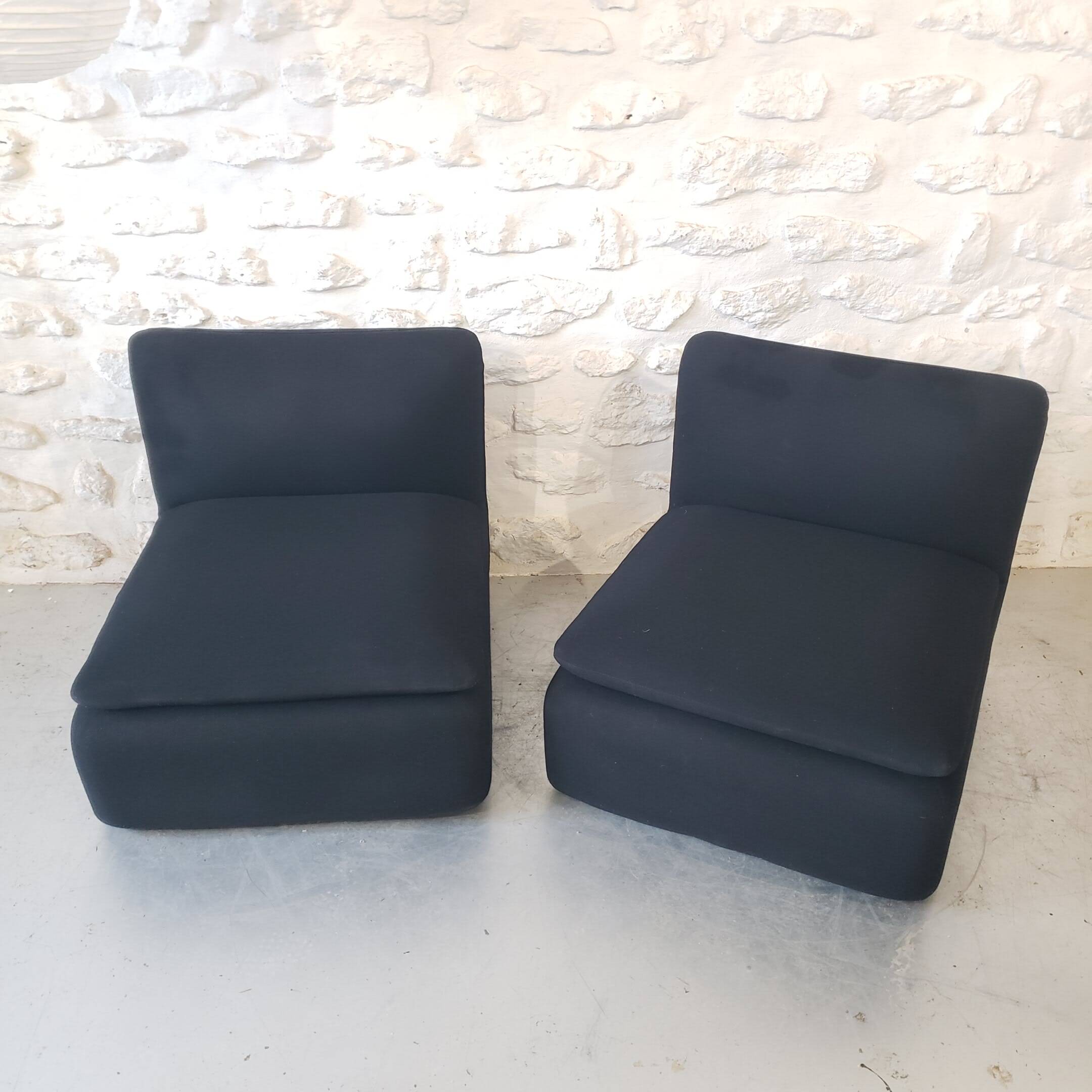 Pair of vintage black armchairs