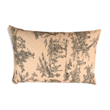 Rectangular cushion blue jouy canvas