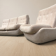 Atlantis seating set space age upholstered sofa & lounge chair by Jitona, 1970s Czechoslovakia