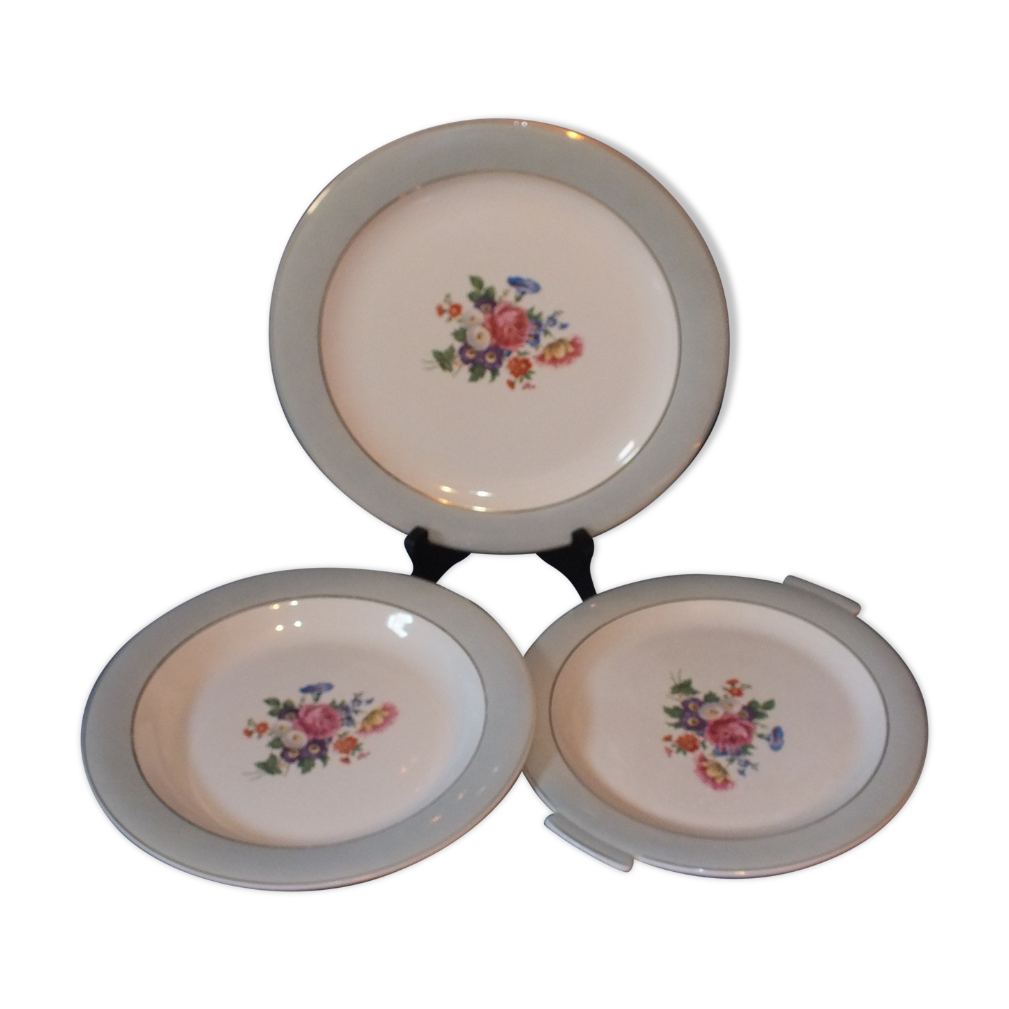 Set of 3 salins opaque porcelain vintage dishes