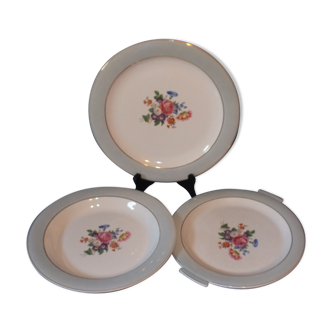 Set of 3 salins opaque porcelain vintage dishes