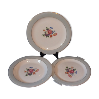 Set de 3 plats vintage en porcelaine opaque de Salins