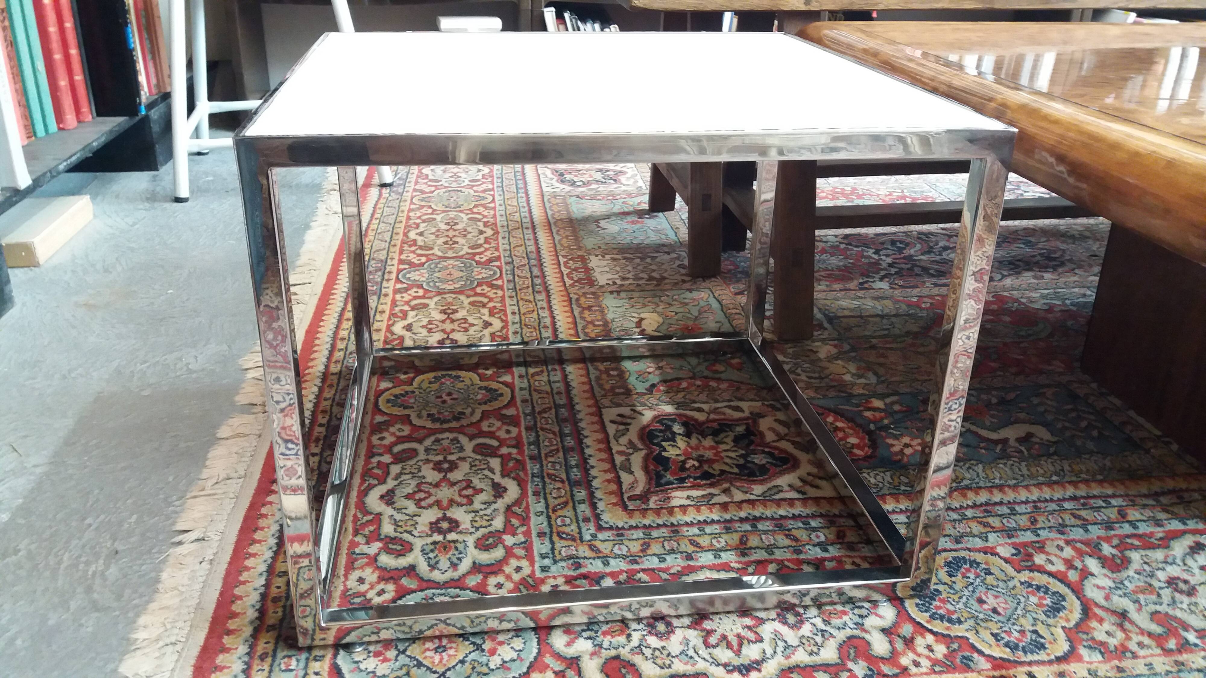 Marble and stainless steel coffee table