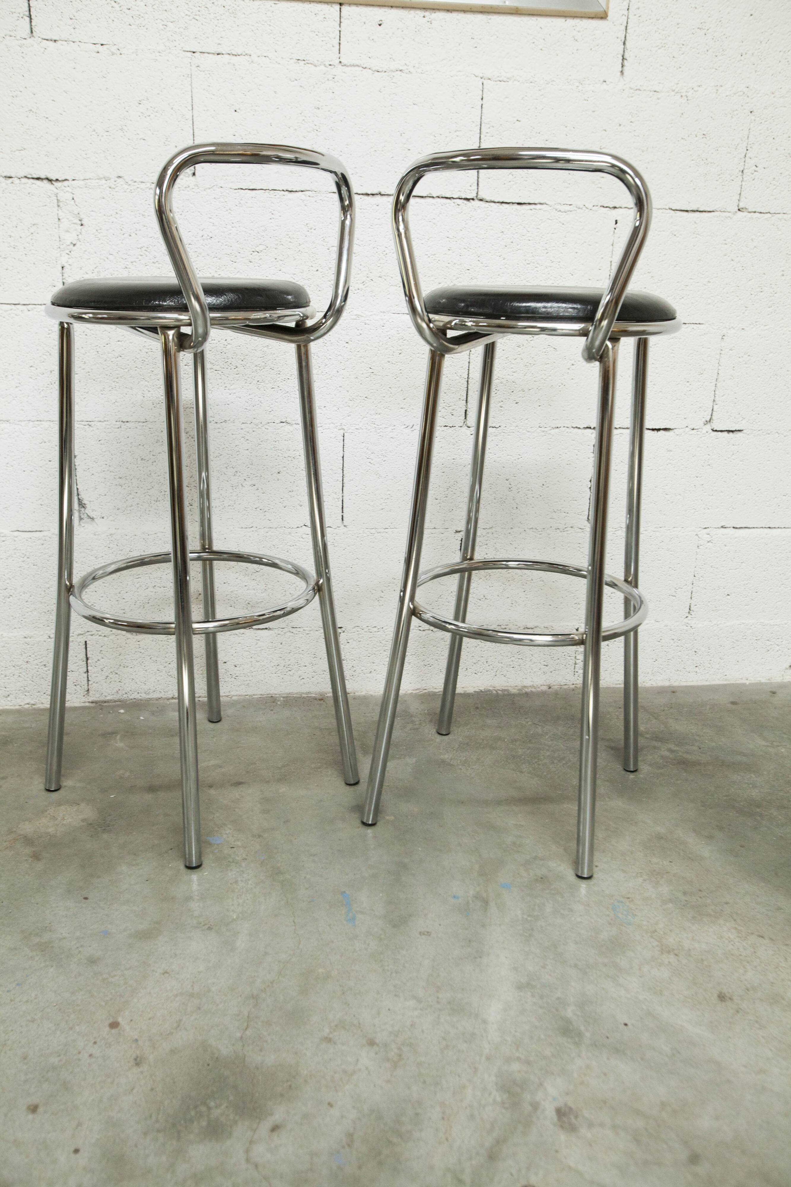 Pair of Rodet bar stools 1970 82.5cm