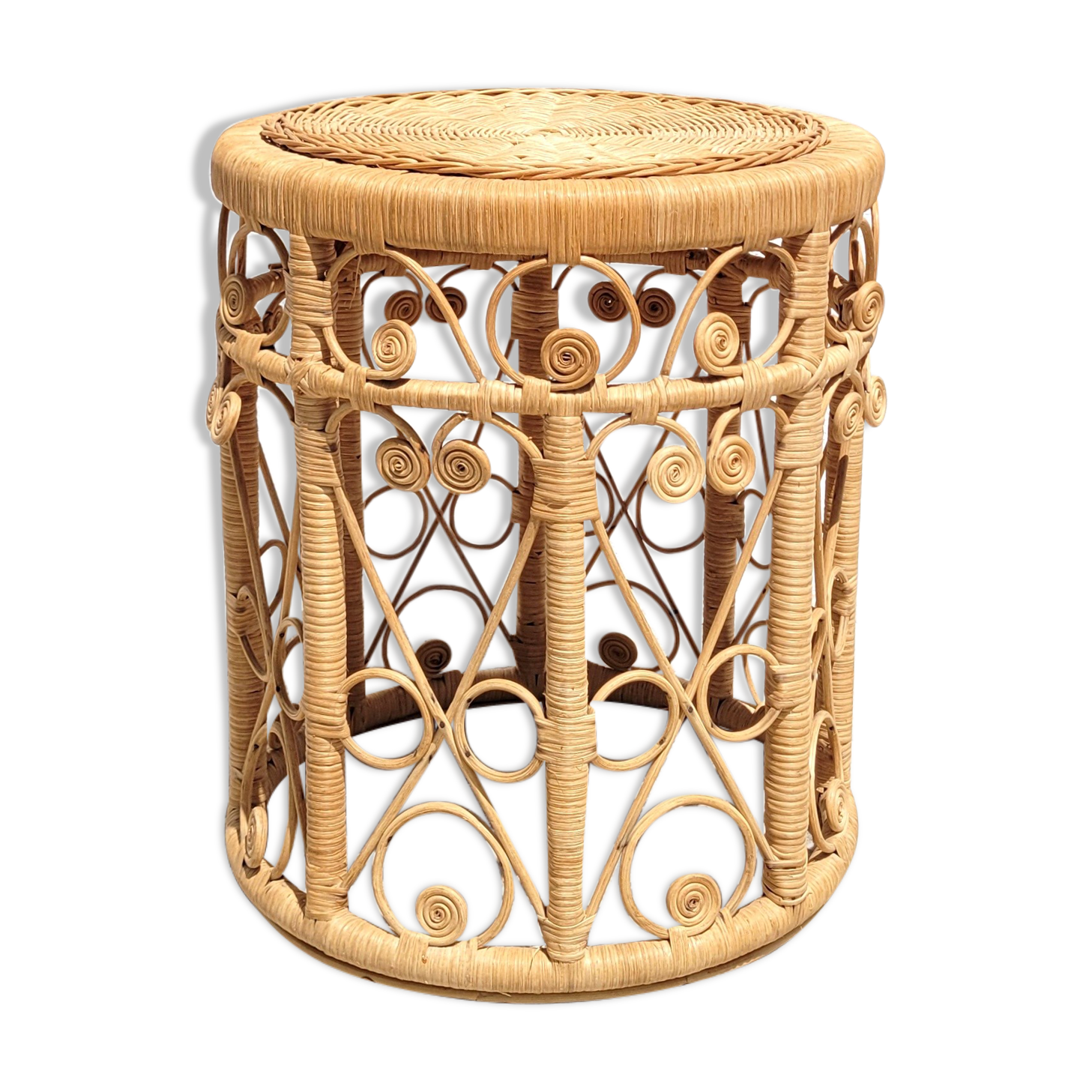 Peacock rattan side table