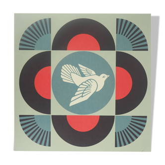 Lithographie signée Shepard Fairey (Obey Giant) : Geometric Dove Black