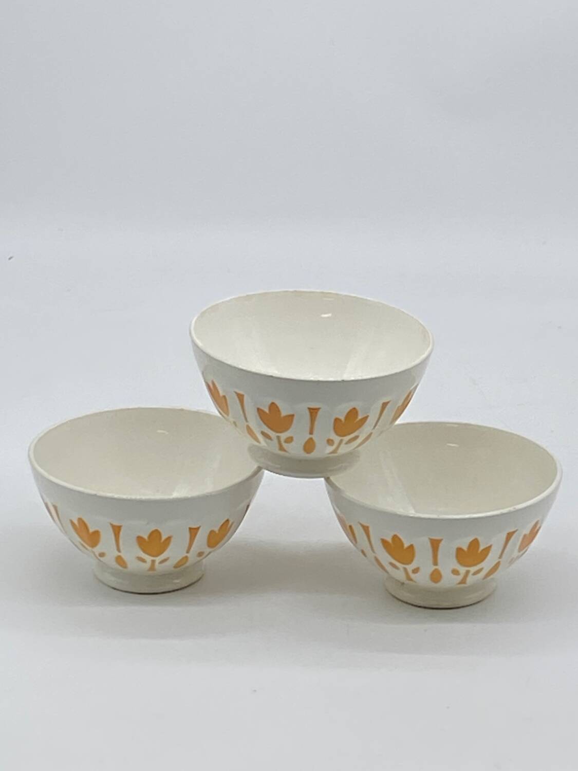 Trio of old Sarreguemines vintage ceramic bowls