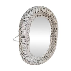 Miroir en rotin blanc