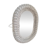 White rattan mirror