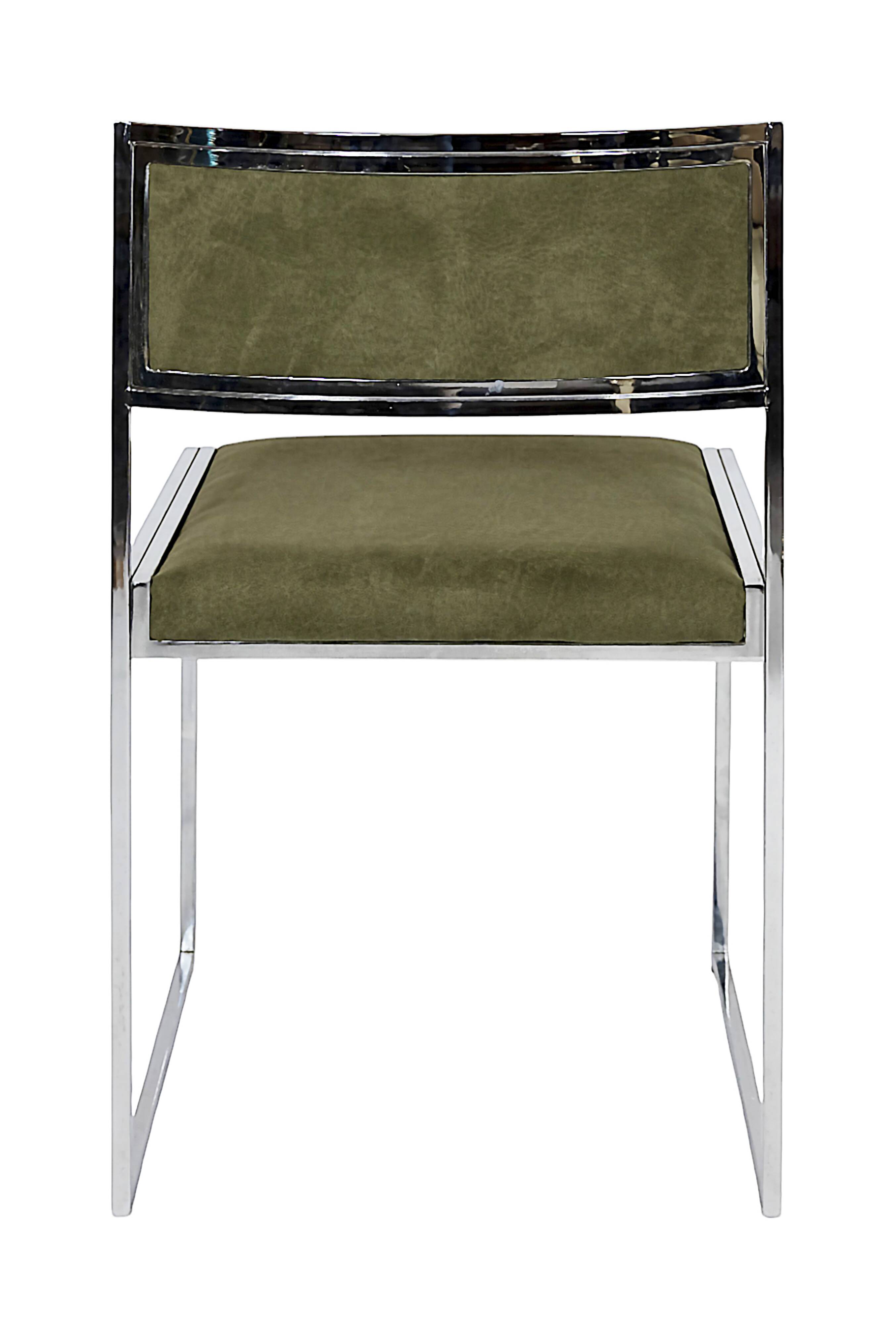 Set of 4 Mid-Century Italian Chrome Chairs by Willy Rizzo