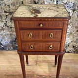 Louis XVI bedside in antique exotic wood marquetry / or harness