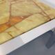 Large vintage coffee table in chrome metal, yellow onyx stone and resin from the 70s