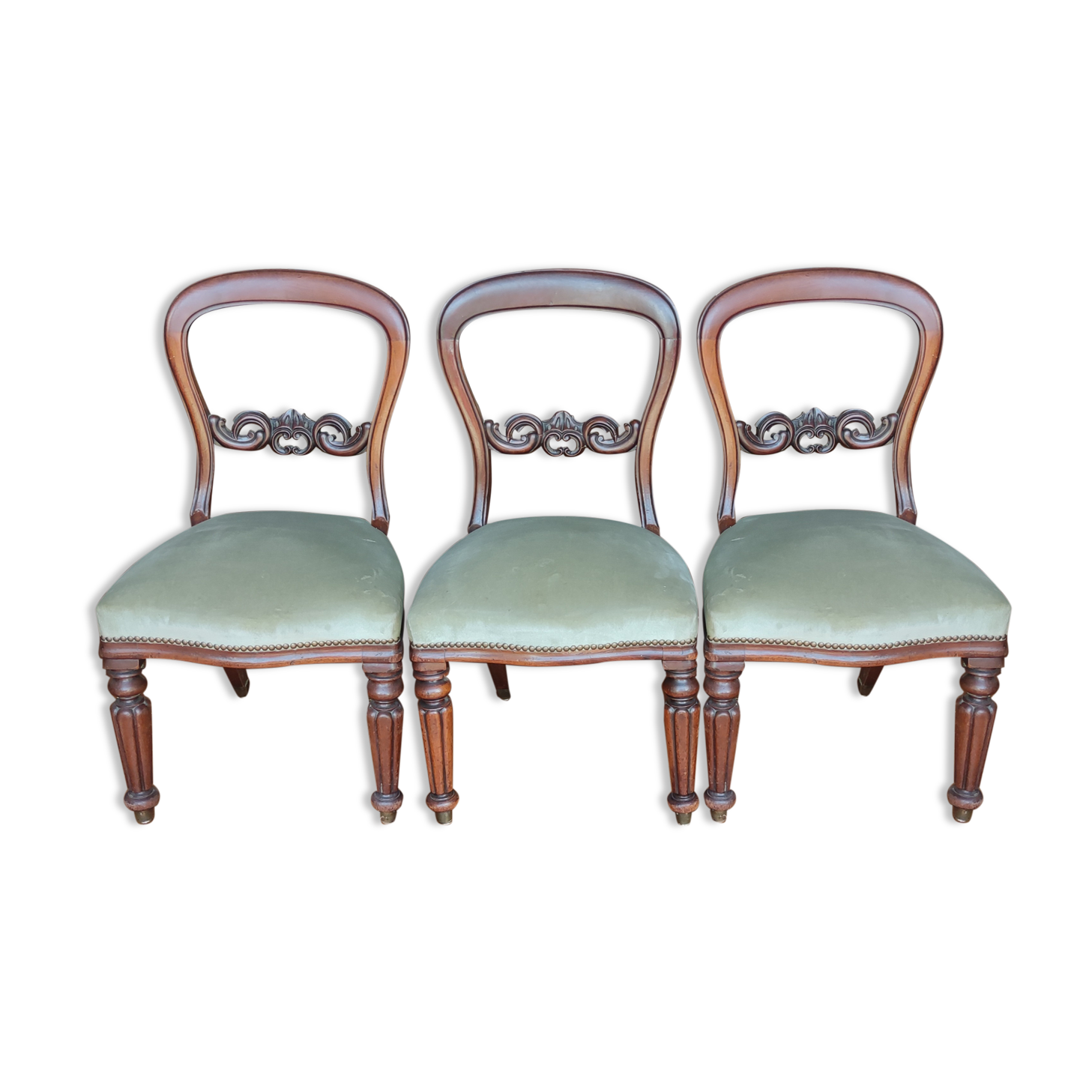 Series of 3 mahogany chairs 19th century