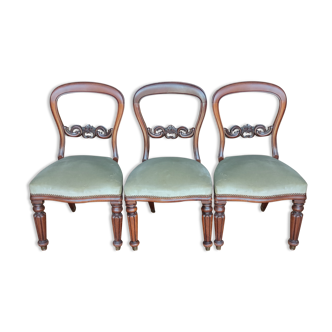 Series of 3 mahogany chairs 19th century