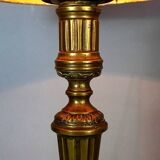 Lampe à poser avec abat-jour, ancien flambeau en bronze style Louis XVI 50 cm C757