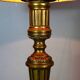 Lampe à poser avec abat-jour, ancien flambeau en bronze style Louis XVI 50 cm C757