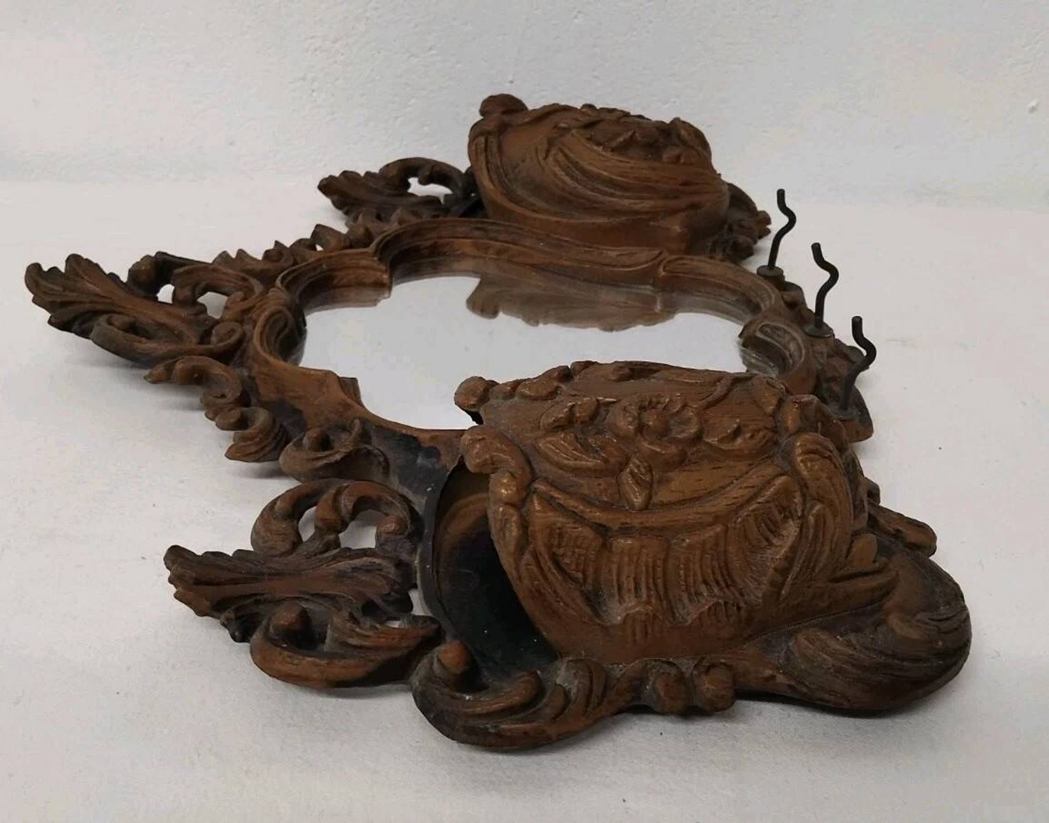 Ancien Miroir Mural Vintage Avec Rangement Imitation Bois