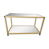 Gold metal coffee table and smoked glass