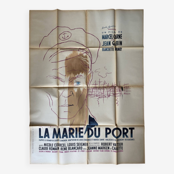 Affiche cinéma originale "La Marie du Port" Jean Gabin, Raymond Gid 120x160cm 1950