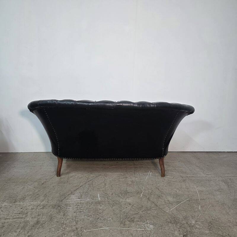 Napoleon III curved canapé in black moleskin