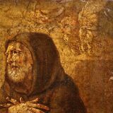 Antique Italian painting Saint Francis of Paola from the 17th century