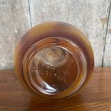 Antique Orange Marbled Glass Jar Pot + Vintage Kitchen Lid #B721