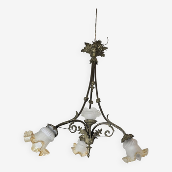 Old bronze chandelier 4 lights