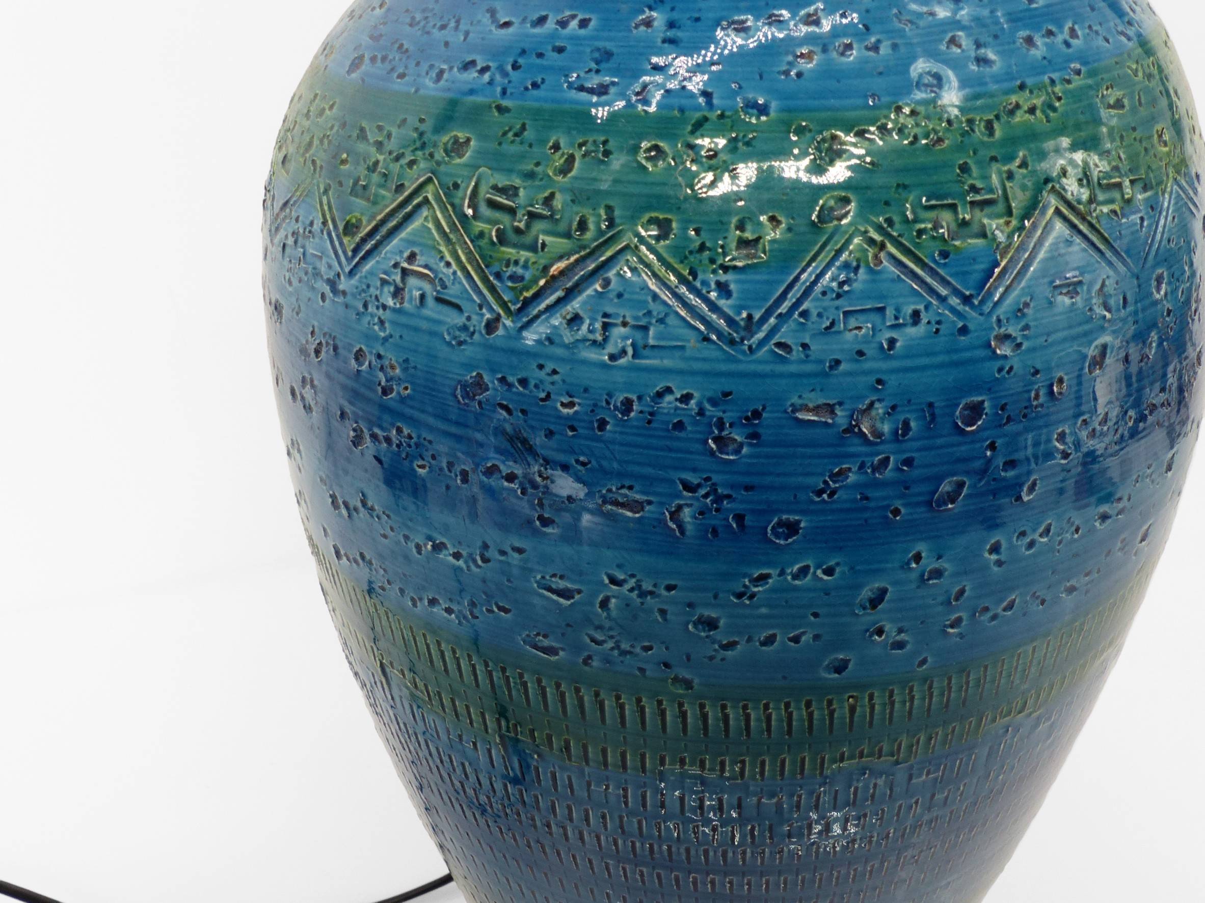 Blue earthenware lamp, Italy, circa 1980