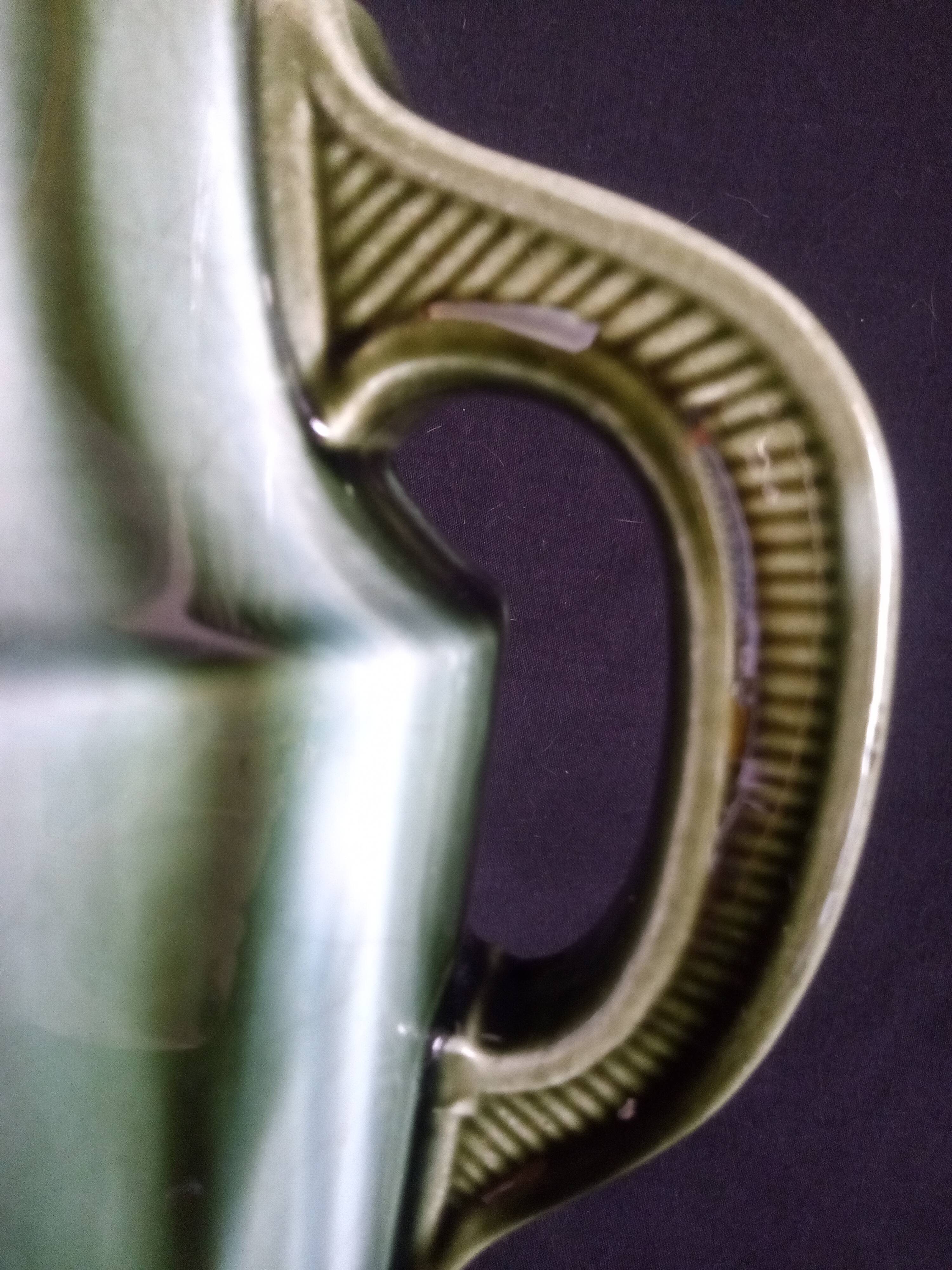 Pair of Art Deco vases in glazed earthenware with white drips on a green background