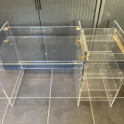 Plexiglass desk Altuglas plexi glass table David Lange vintage 70s