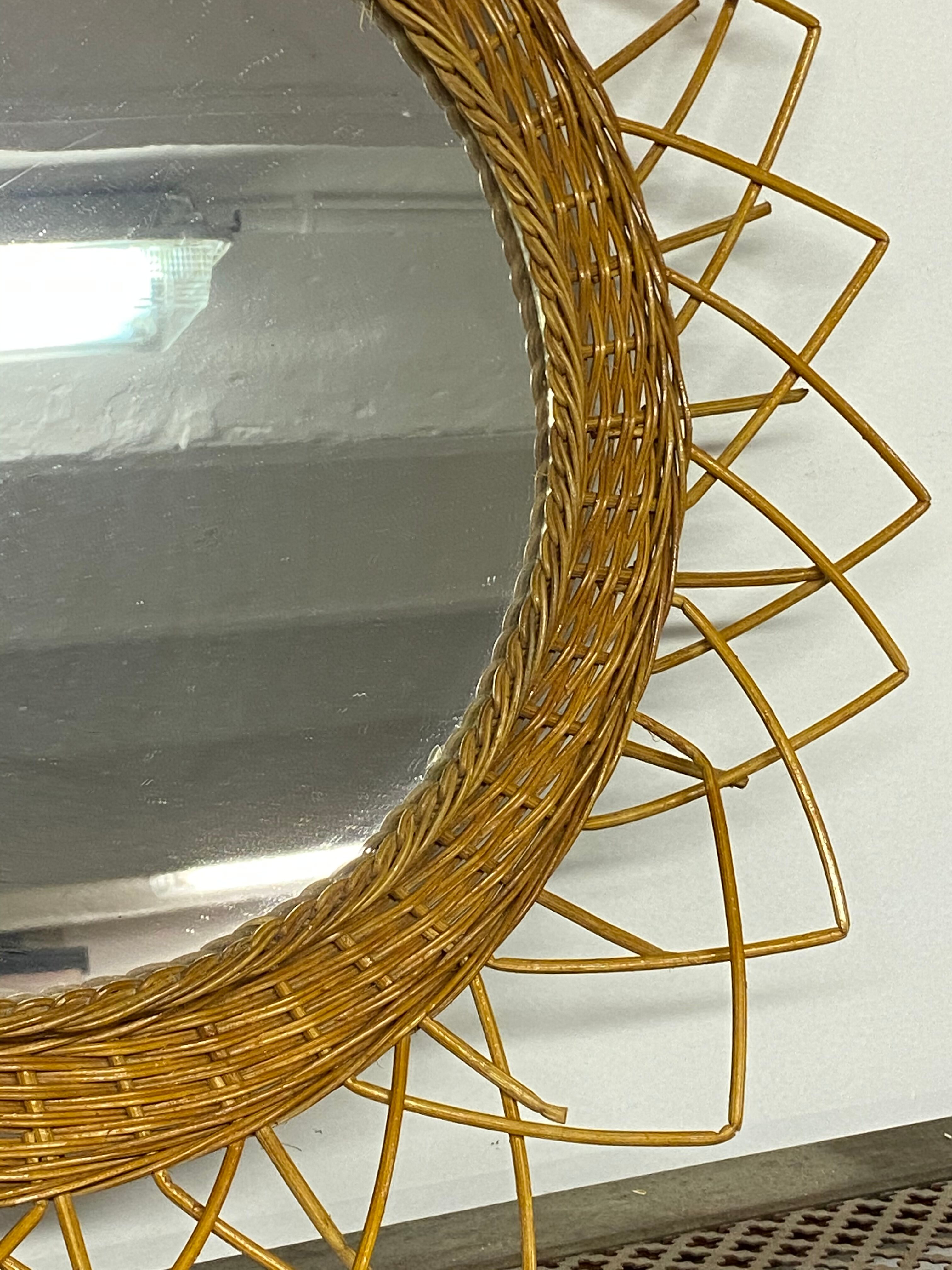Rattan sun mirror