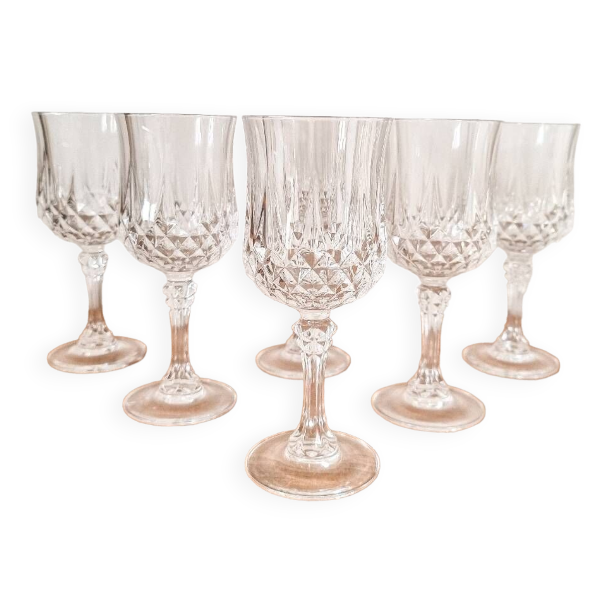 6 large stemmed glasses, Arques crystal, Longchamp model